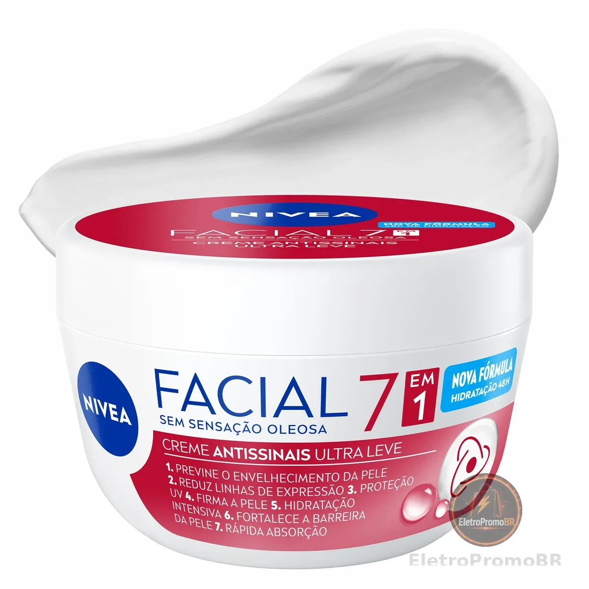 NIVEA Creme Facial Antissinais Ultraleve 7 em 1 100g, Previne Envelhecimento, Reduz Linhas Finas, Hidratação 48h, Antioxidantes, Cuidado Facial