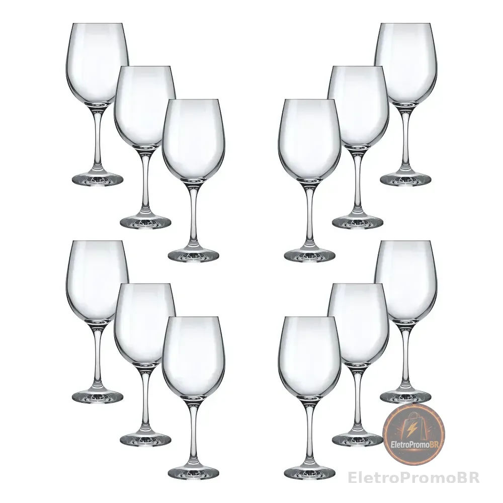 Taça Vinho Nadir Figueredo Barone Vidro 385ml Kit 12 Unid Transparente