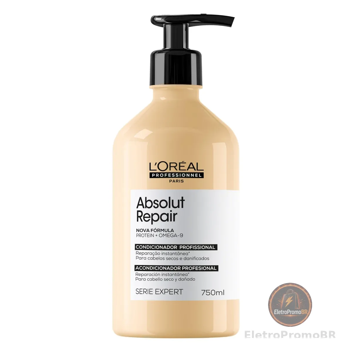 L'Oréal Professionnel Condicionador Absolut Repair, Tratamento Capilar com Proteína, Repara Danos e Promove Brilho, Com Quinoa & Proteínas, Para cabelos secos e danificados, 750ml