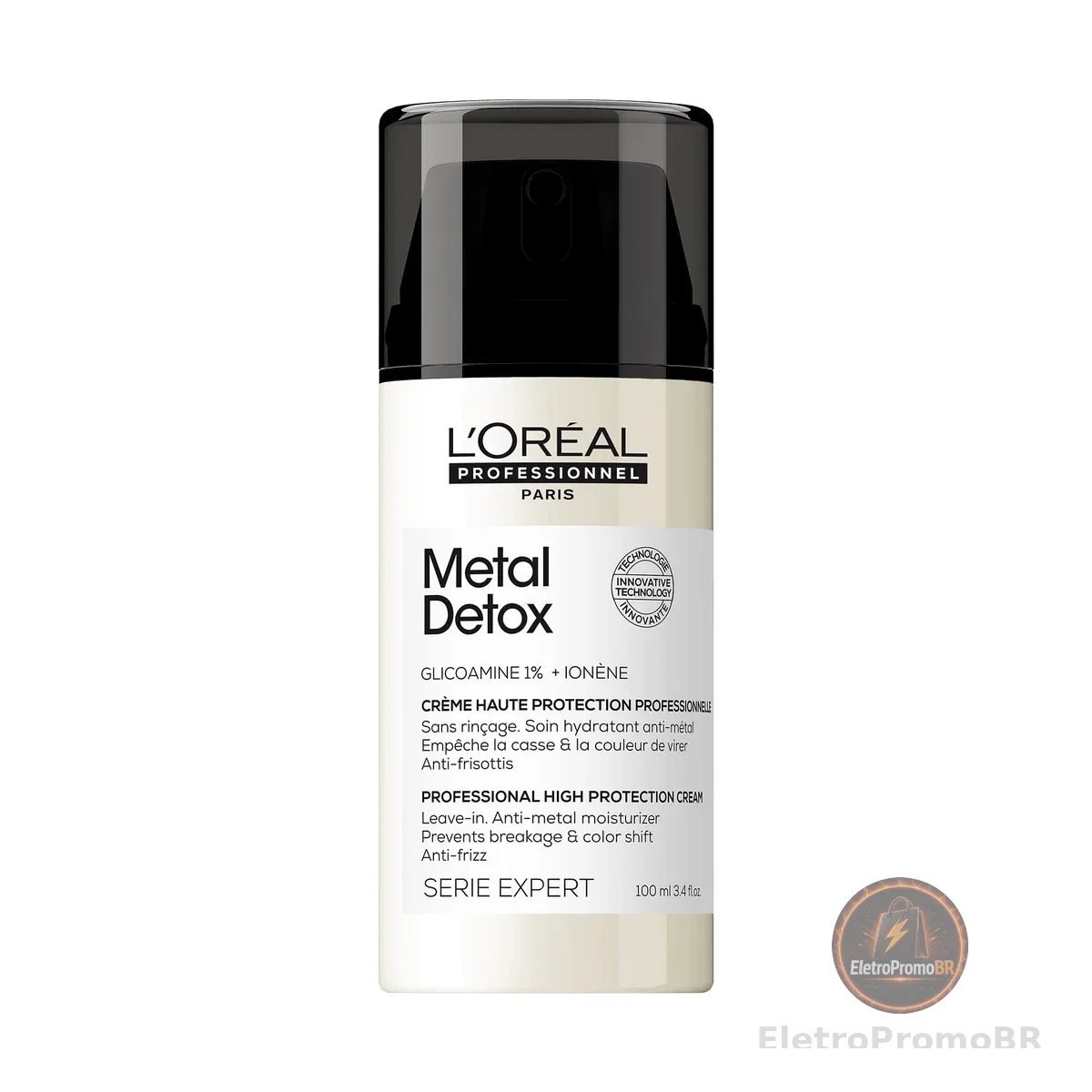 L’Oreal Professionnel Leave-in Metal Detox, Creme de Alta Proteção, Hidrata, previne de danos e mudança da cor, textura cremosa, Para cabelos danificados e processados, 100ml