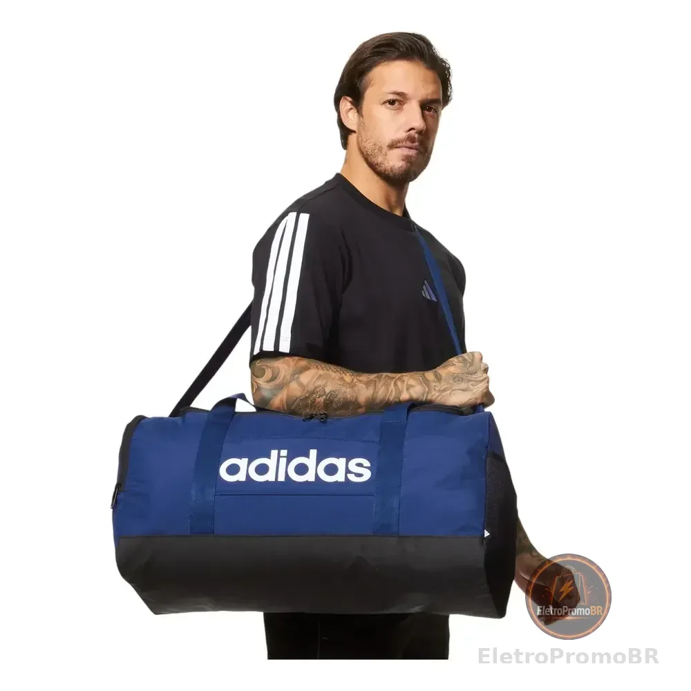 Mala Duffel Linear Média adidas Azul Liso