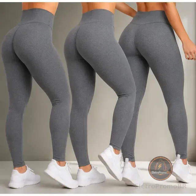 Kit 3 Calças Feminina Legging Grossa Para Academia Cós Alto