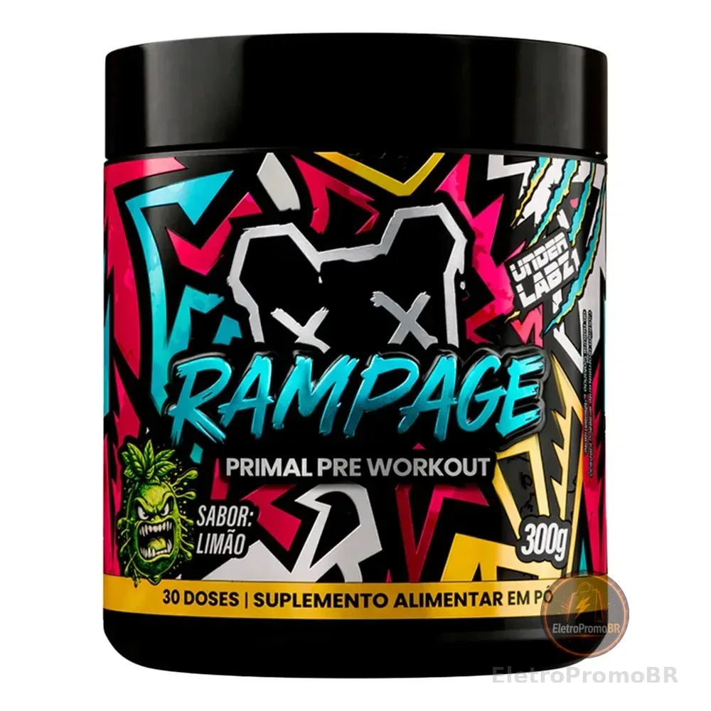 Pré Treino Rampage Under Labz Arginina Taurina Cafeína 300g Limao 300g