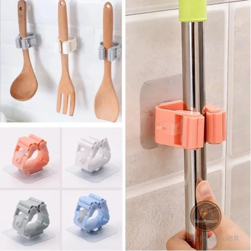 5/10 Pcs Rosa/Cinza Mop Suporte Vassoura Utensílios Multiuso Suporte rganizadores De Vassouras E Rodos Mop