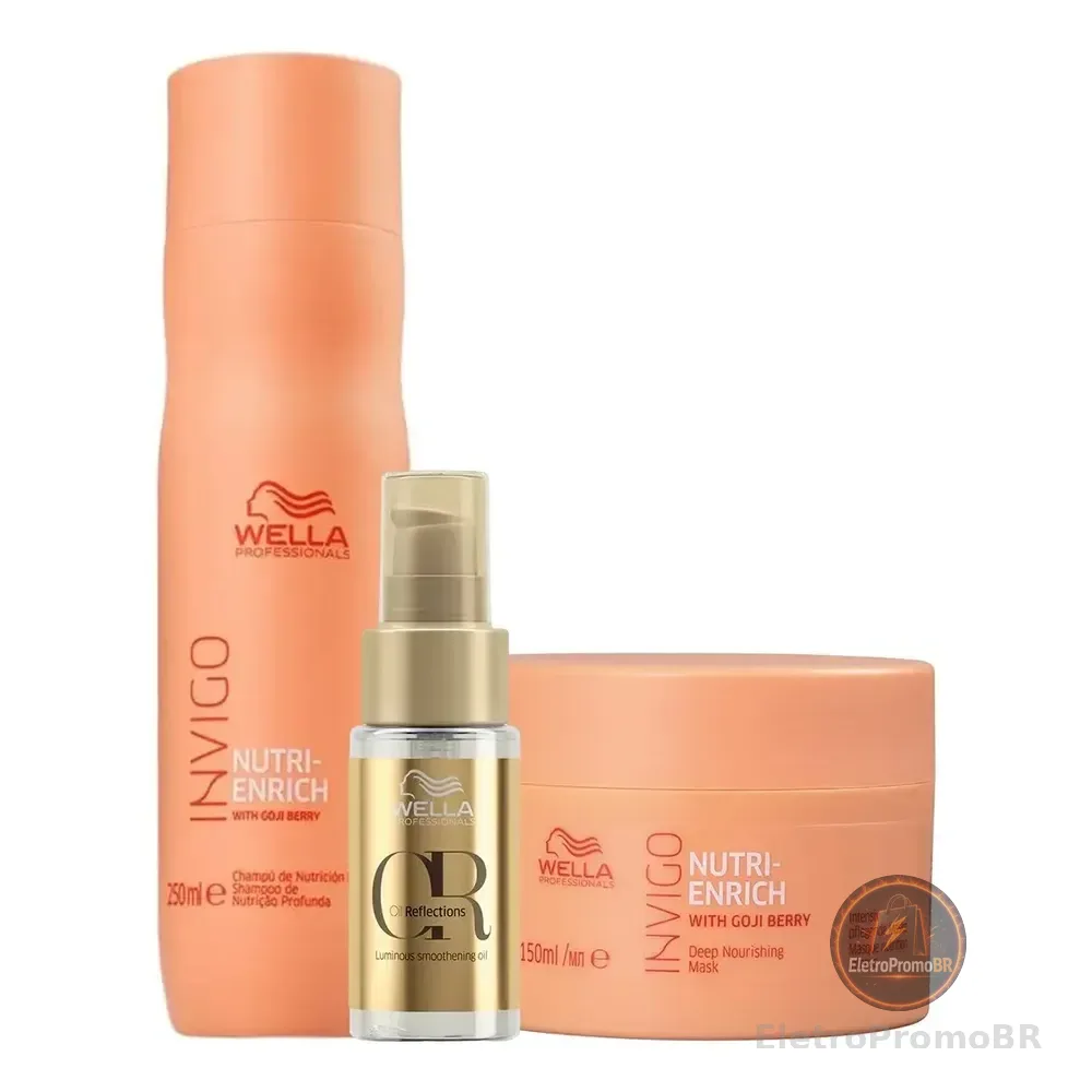 Kit Nutri Enrich Shampoo, Máscara E Oil Reflections - Wella