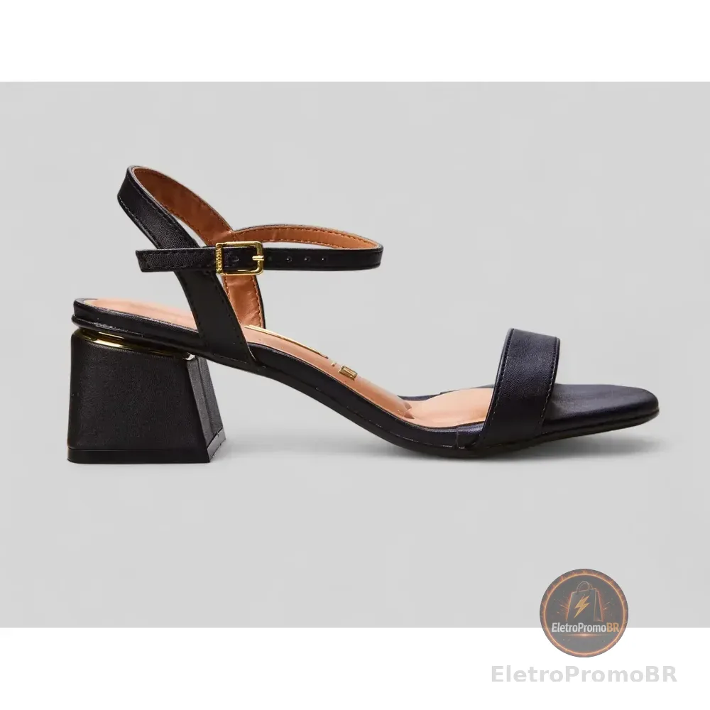 Sandália Feminina Salto Geométrico Baixo Vizzano 15745 - Preto 01 Geométrico 36