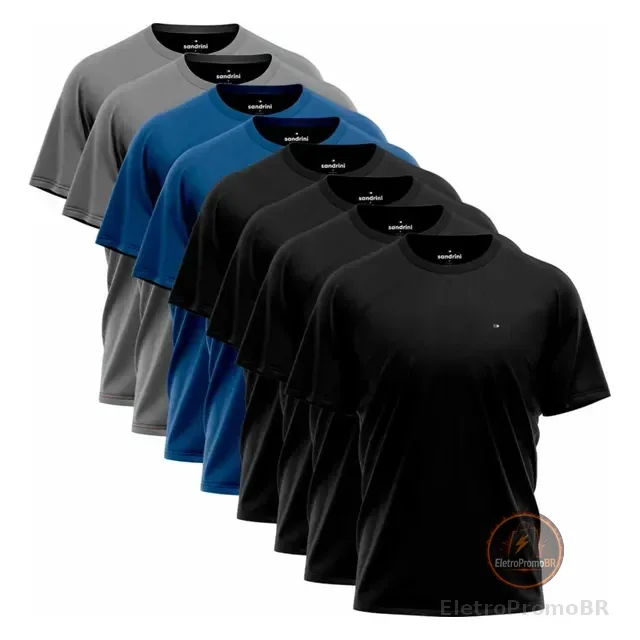 Kit 8 Camisas Sandrini Dry- Fit Masculina Caminhada Academia
