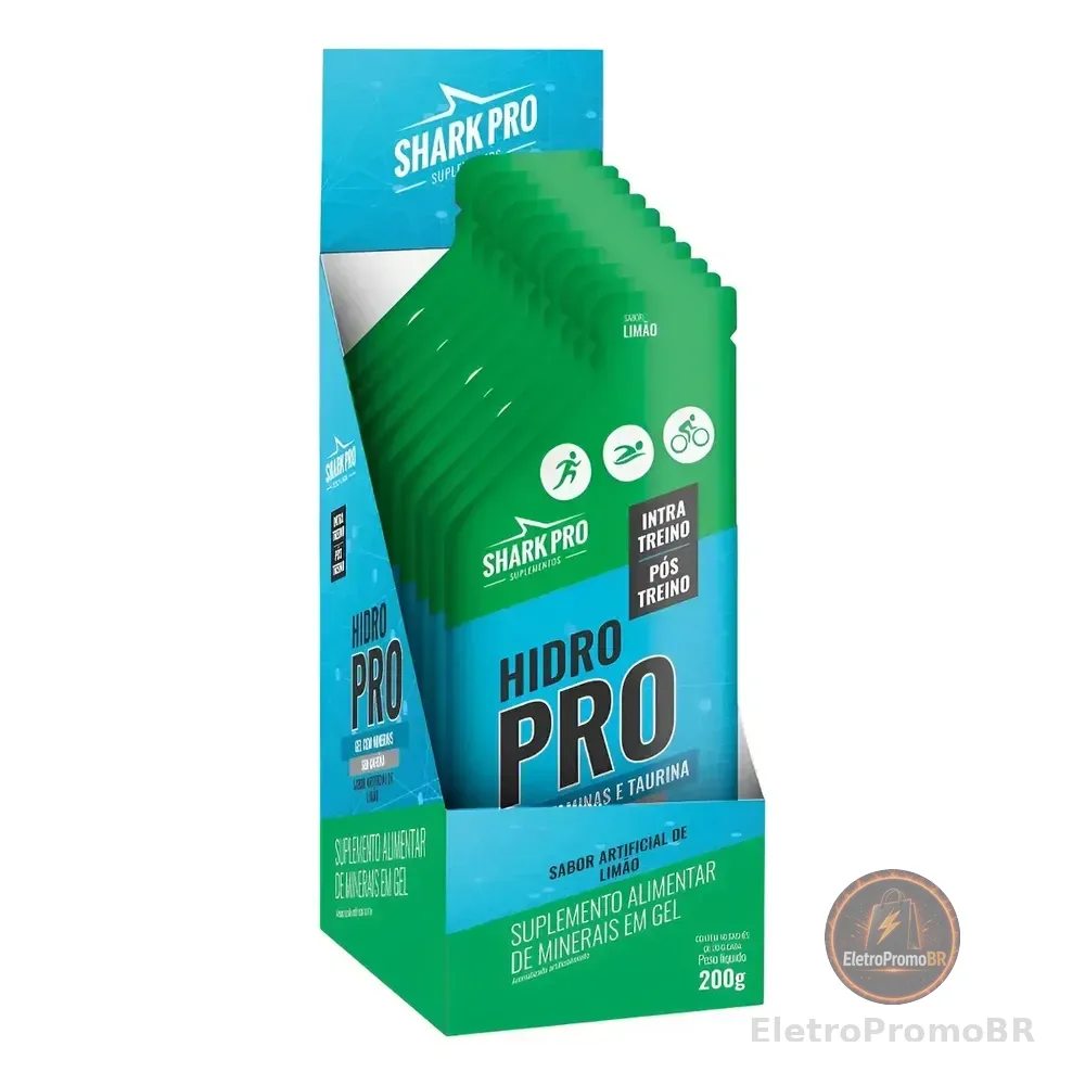 Suplemento Esportivo Shark Pro Hidro Pro Gel De Vitaminas E Taurina Sabor Limão Com 10 Sachês