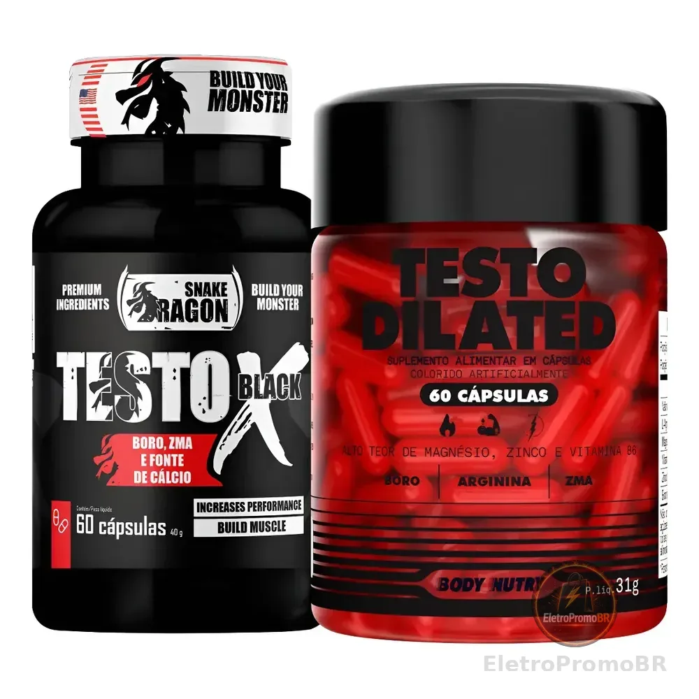 Kit Pré Hormonal 1x Testox + 1x Dilated 60 Cáps Vit Minerais Sem Sabor