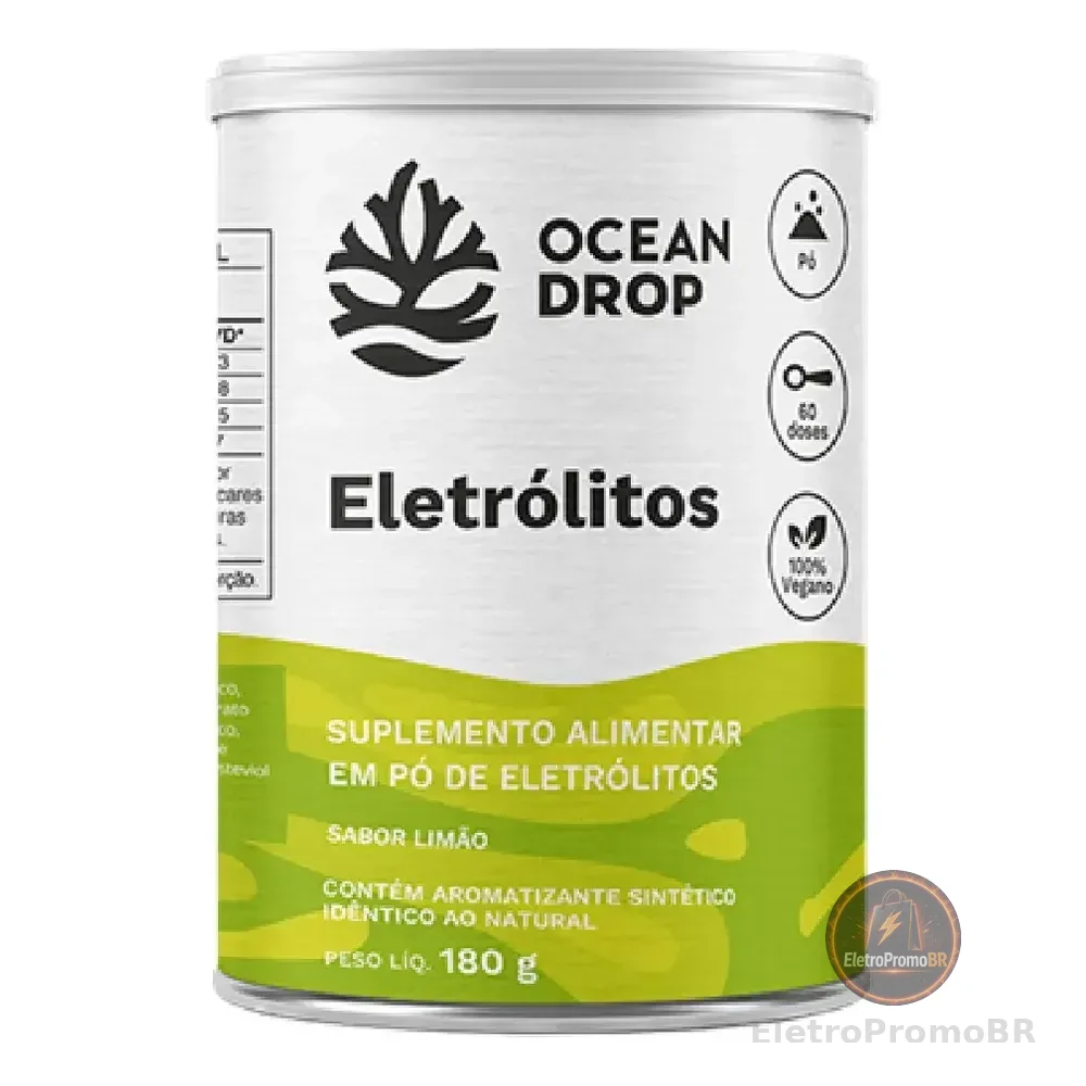 Eletrólitos Ocean Drop Sódio Potássio Fósforo Magnésio Eletrolitos 180g Sabor Limão