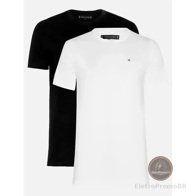 Kit Camisetas Tommy Hilfiger Preta/branca 2un - Original