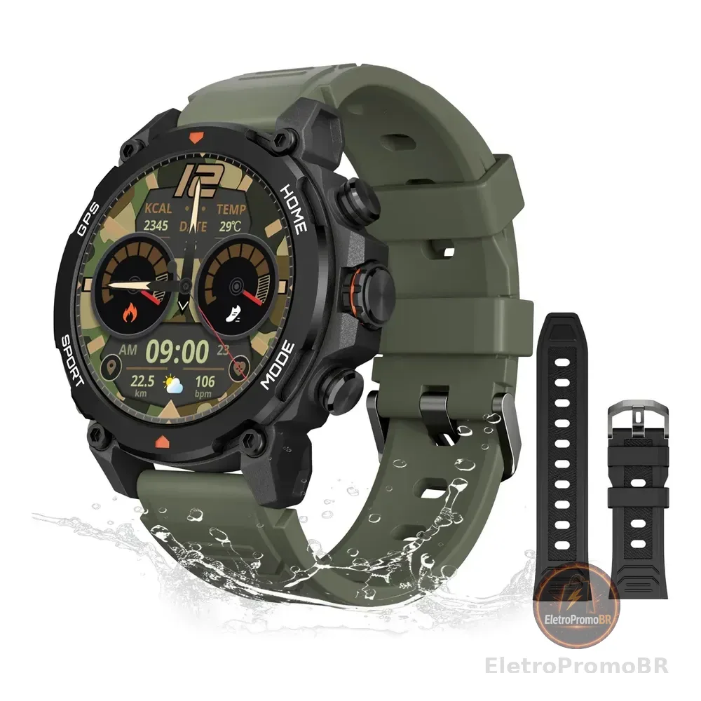 Relógio Smartwatch Aurafit Trek 1 Esportivo E Gps 1.43  Preto Sport Verde/preto
