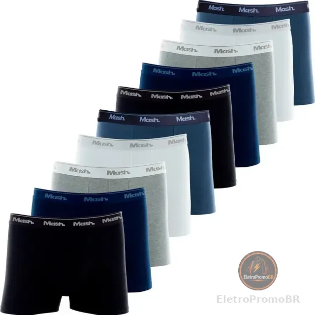 Kit 10 Cuecas Boxer Mash Algodão Box Cotton Atacado Original
