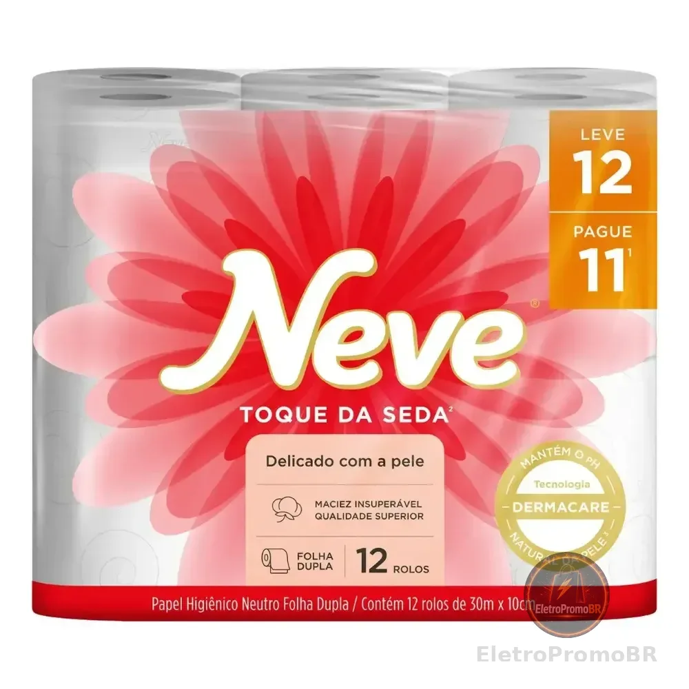 Papel Higiênico Toque De Seda Leve 12 Unidades Neve