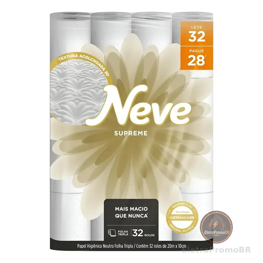 Papel Higiênico Neve Supreme Folha Tripla Leve 32 Pague 28