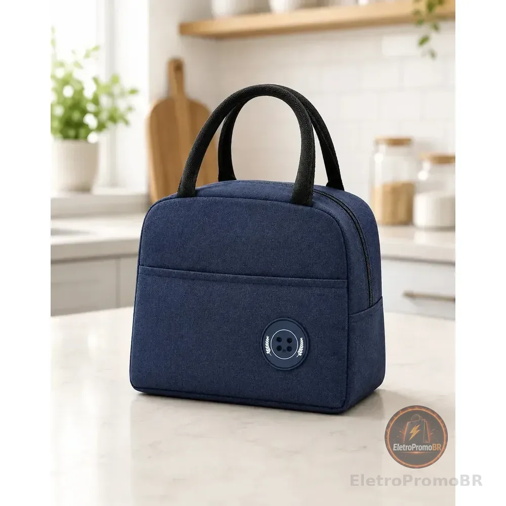Lancheira Térmica Academia Trabalho Escola Fitness Bolsa Adulto E Infantil Unissex Marca Lemon Shark Cor Azul