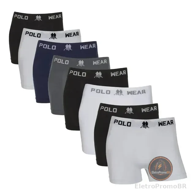 Kit 8 Cuecas Box Boxer Polo Wear Original Sem Costura Fibra