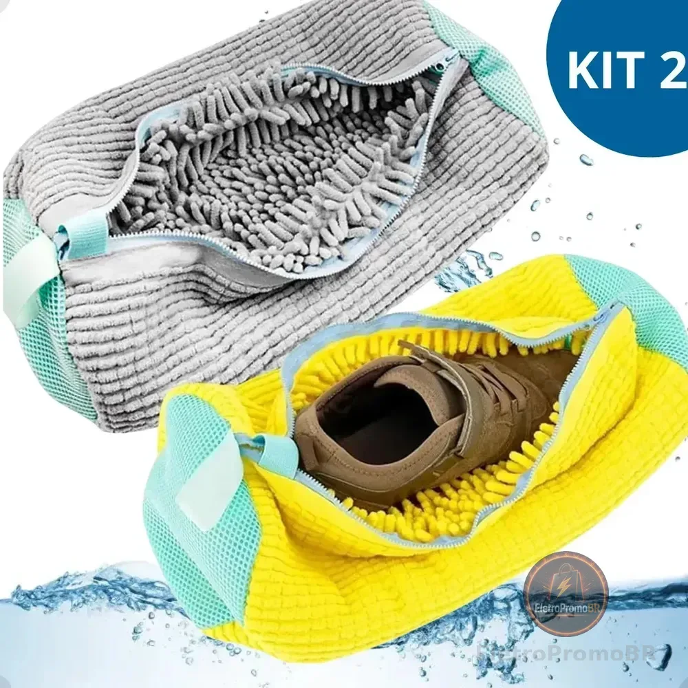Kit 2 Sacos Lavagem Tênis Limpeza Sapatos Máquina De Lavar Qualidade Premium Shokki Outros