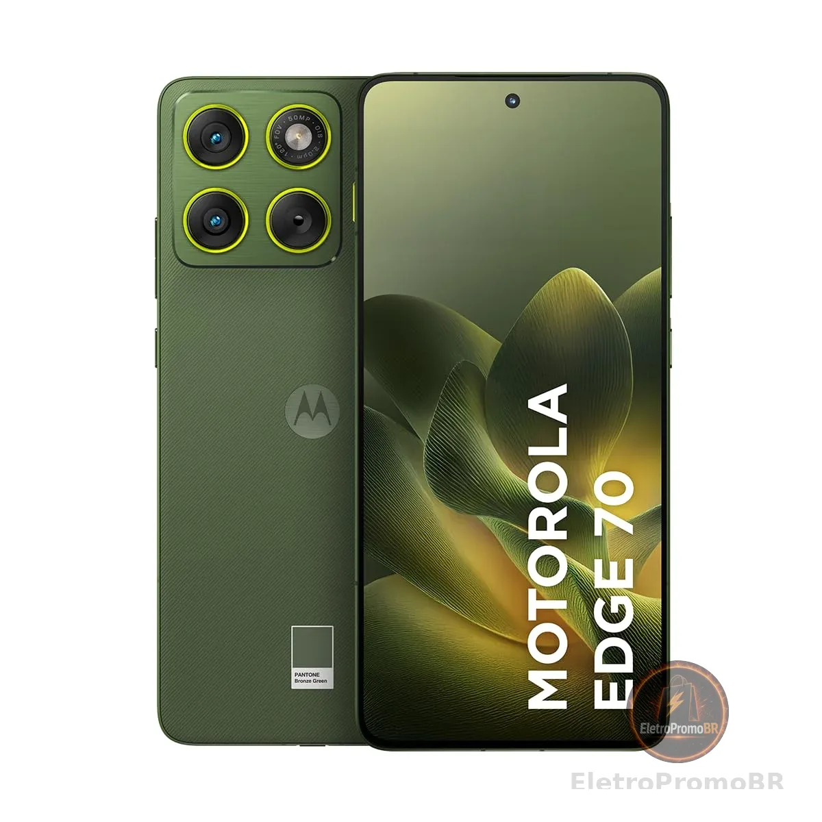 Smartphone Motorola Edge 70 5G - 256GB 24GB (8GB RAM + 16GB RAM Boost), Ultrafino, 3 cameras 50MP, Tela 1.5K extreme Amoled 120hz - Bronze Green