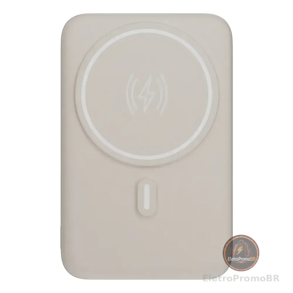 Carregador Portátil Power Bank Indução 10.000 Magsafe Com Suporte Dobrável Geonav Off White