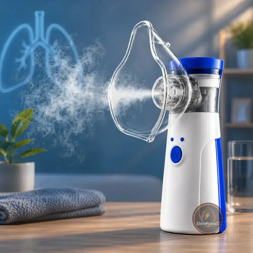 Inalador Nebulizador Portátil Bahrein Usb Pilha Cor Azul Silencioso Aparelho Inalação Compacto Mesh Bivolt Nebulizador... 127/220v
