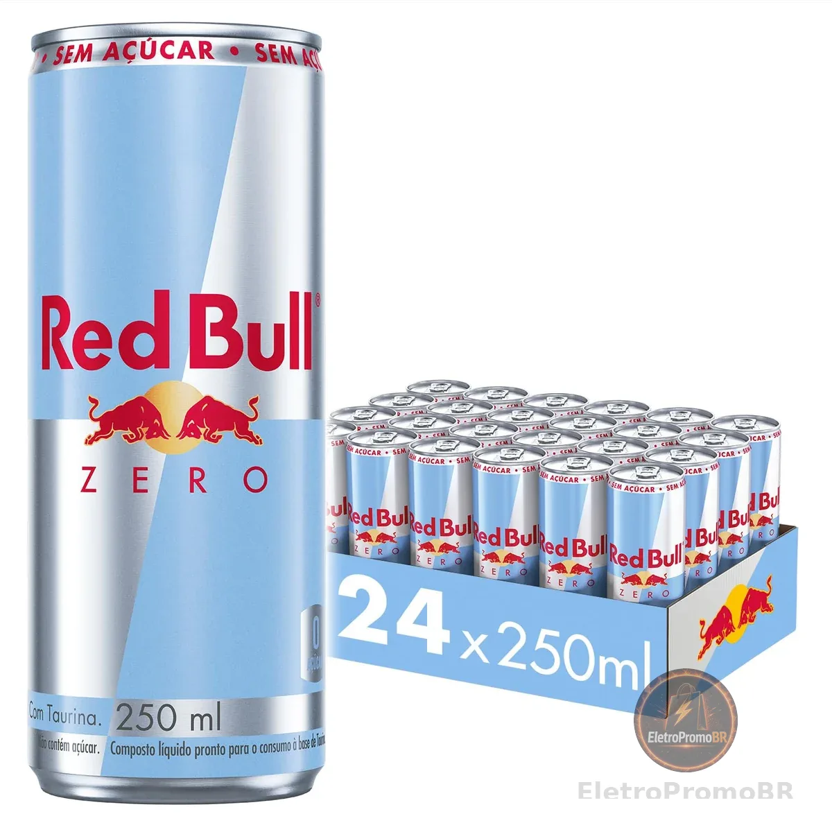 Red Bull Energético, Zero, Sem Açúcar, 250ml, 24 latas