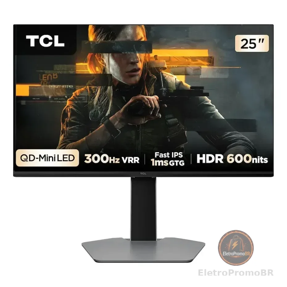 Monitor Gamer 25 Full Hd 25g64 Qd-mini Led 300hz 1ms Tcl Preto Bivolt