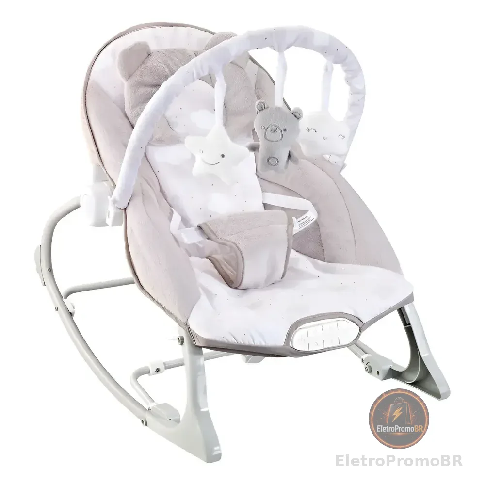 Cadeira De Descanso Bebê Musical Polar Bege 18kgs Maxi Baby Cinza