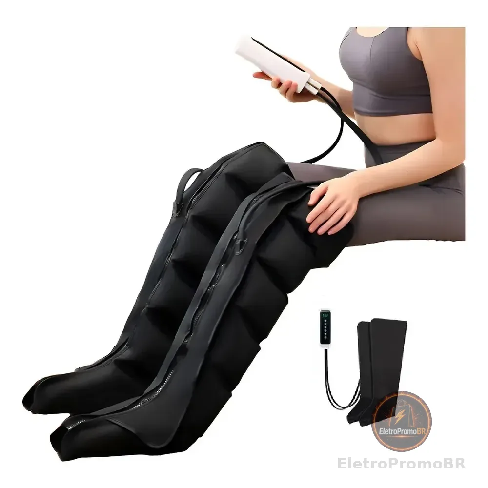 Bota Compressão Recuperação Muscular Massagem 127/220v Preto