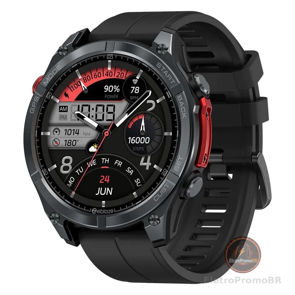 Zeblaze Stratos 4 Smartwatch Relogio Inteligente Masculino Relógio Inteligente, GPS 170+Esportivo, 5ATM a Prova d'Agua, Chamadas Bluetooth,Android Smart Watch for Android IOS