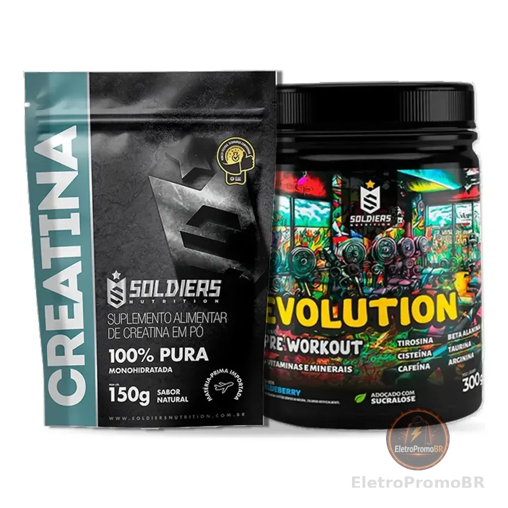 Creatina 150g + Pré-treino Limonada Suiça Evolution 300g - Soldiers Nutrition