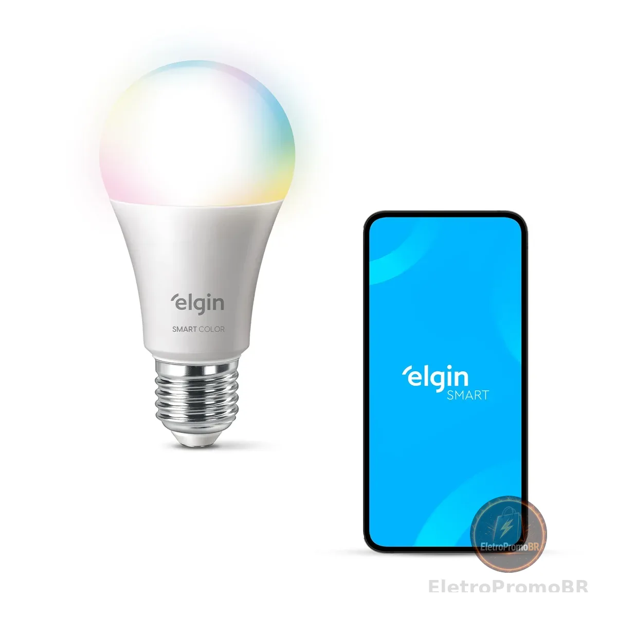 Lâmpada Inteligente Mais Potente 15W Smart Color RGB Wifi Elgin compatível com Alexa e Google Home