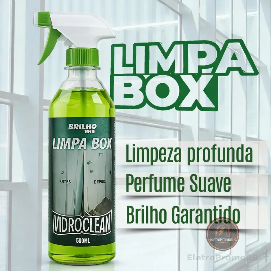 Limpa Vidro Box Baneiro Blindex Vidroclean Brilho Mil 500ml - Remove Manchas Gordura e Calcário