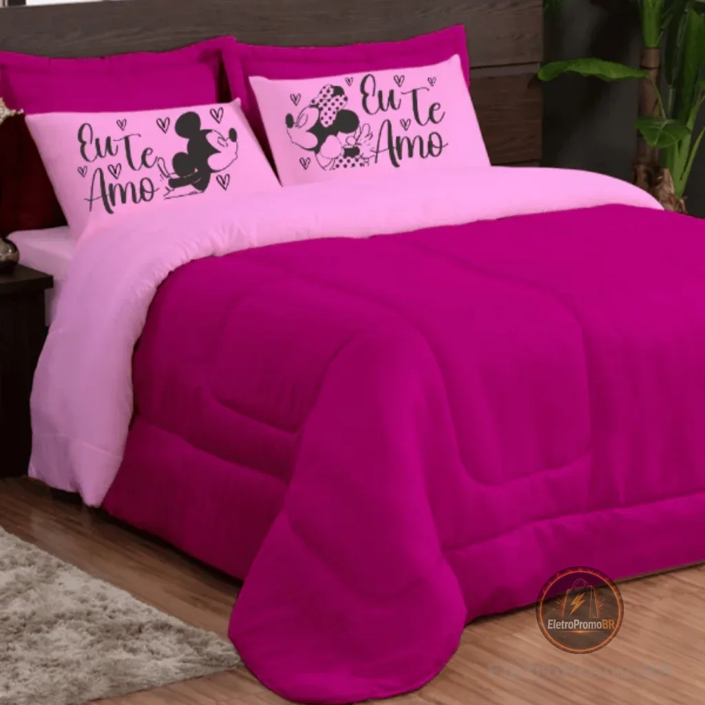 Kit 3 Peças Edredom Com Fronha Estampada Tamanhos Casal e Queen