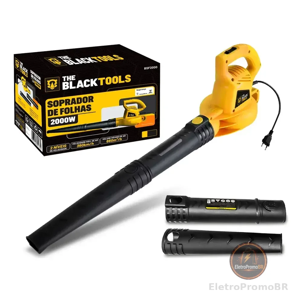 Soprador De Folhas E Resíduos Elétrico 2000w Para Jardim Bsf2000 The Black Tools Amarelo 127v