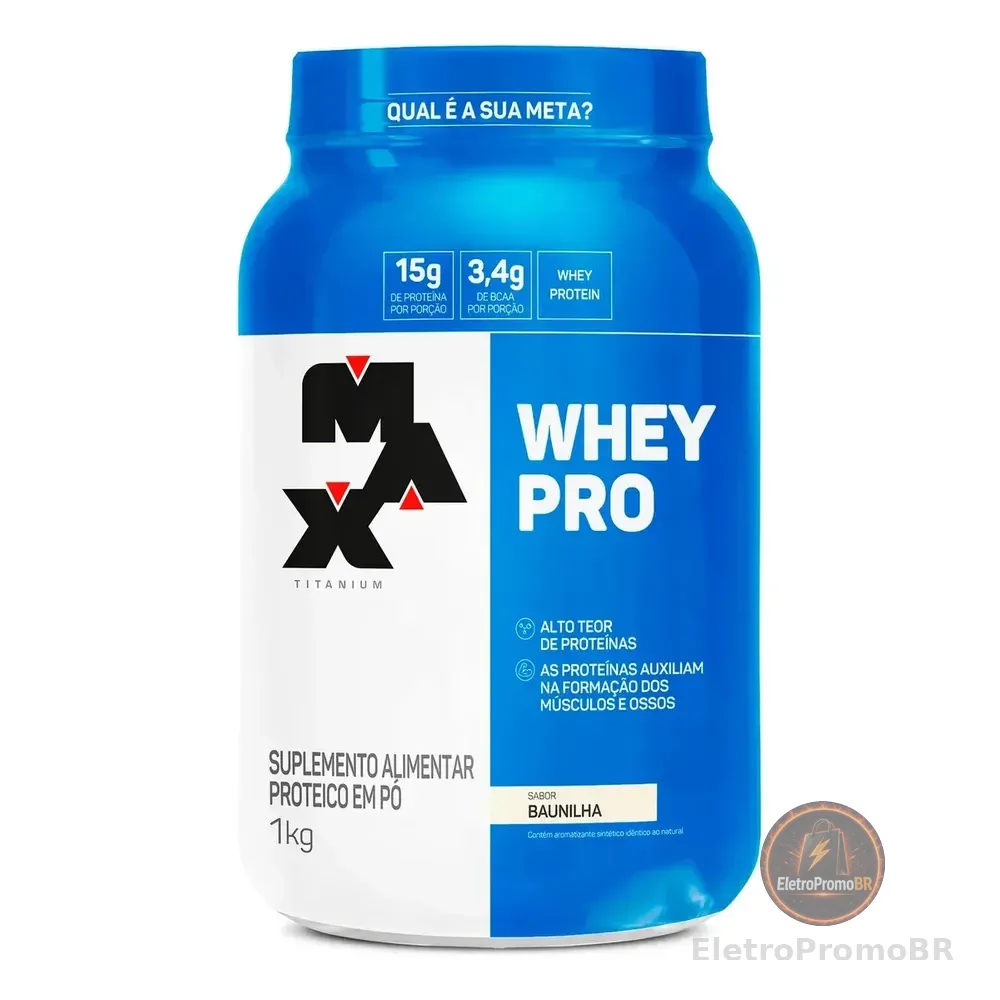 Whey Protein 1kg Whey Pro Max Titanium Sabor Baunilha Bcaa E Aminoácidos