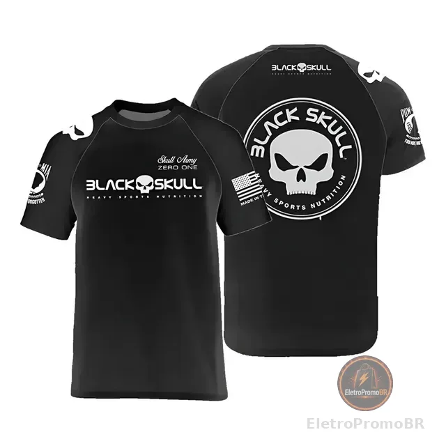 Camiseta Black Skull Caveira Camisa Treino Academy Original