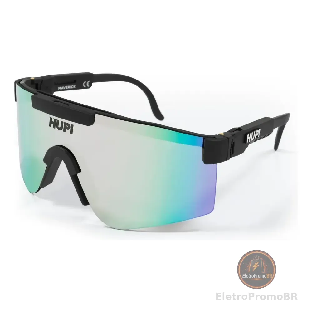 Óculos De Sol  Hupi Maverick Preto - Lente Prata Espelhado Preto