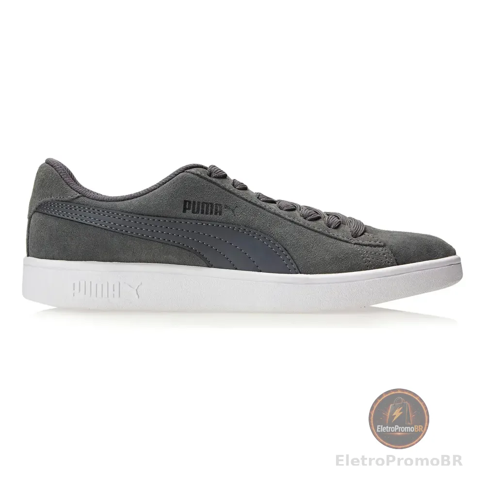 Tênis Puma Sem Gênero Smash V2 Bdp 367147 Grafite, Preto E Branco Liso 44