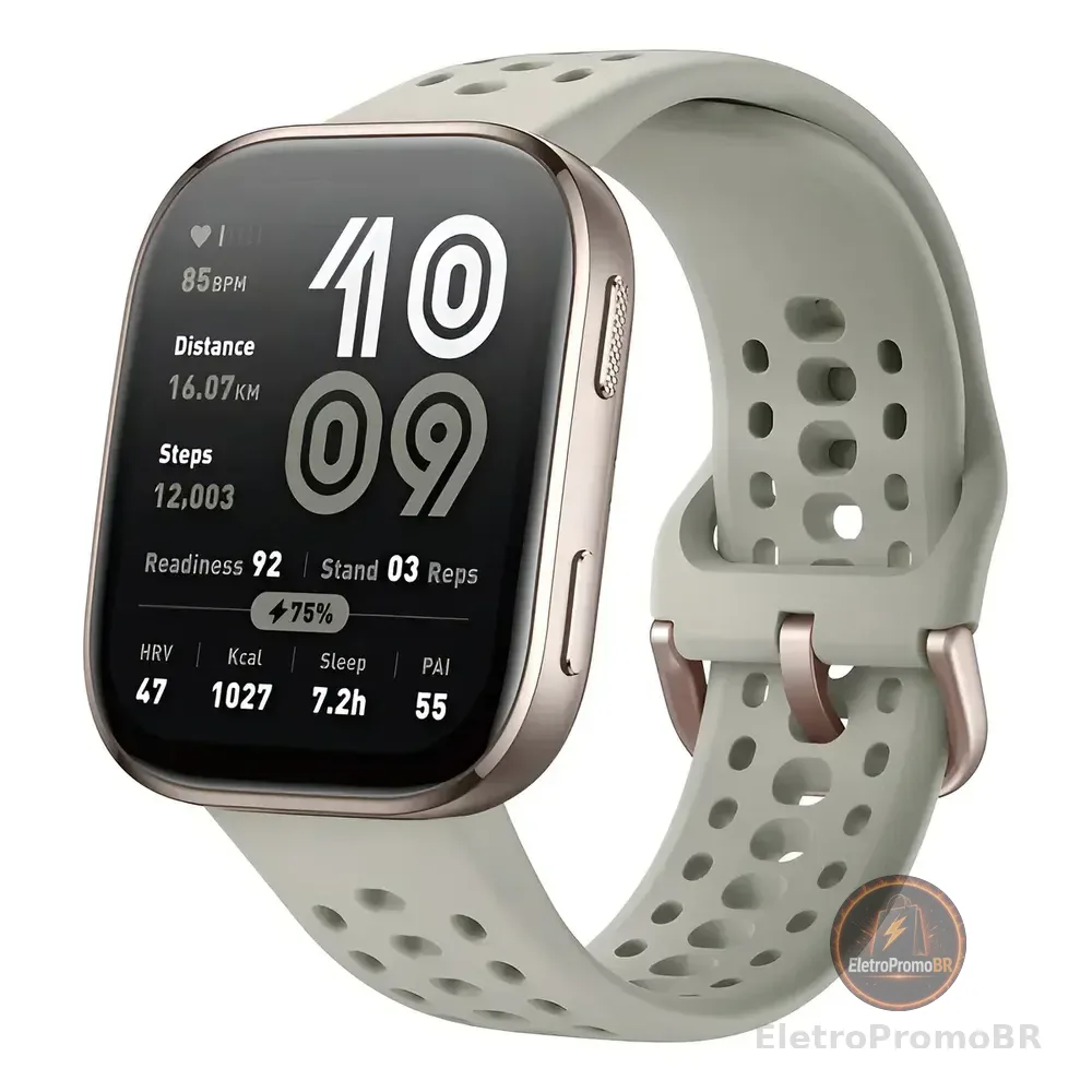 Smartwatch Amazfit Bip 6 Dourado Com Gps E Alexa Dourado-escuro Mesh Verde-claro
