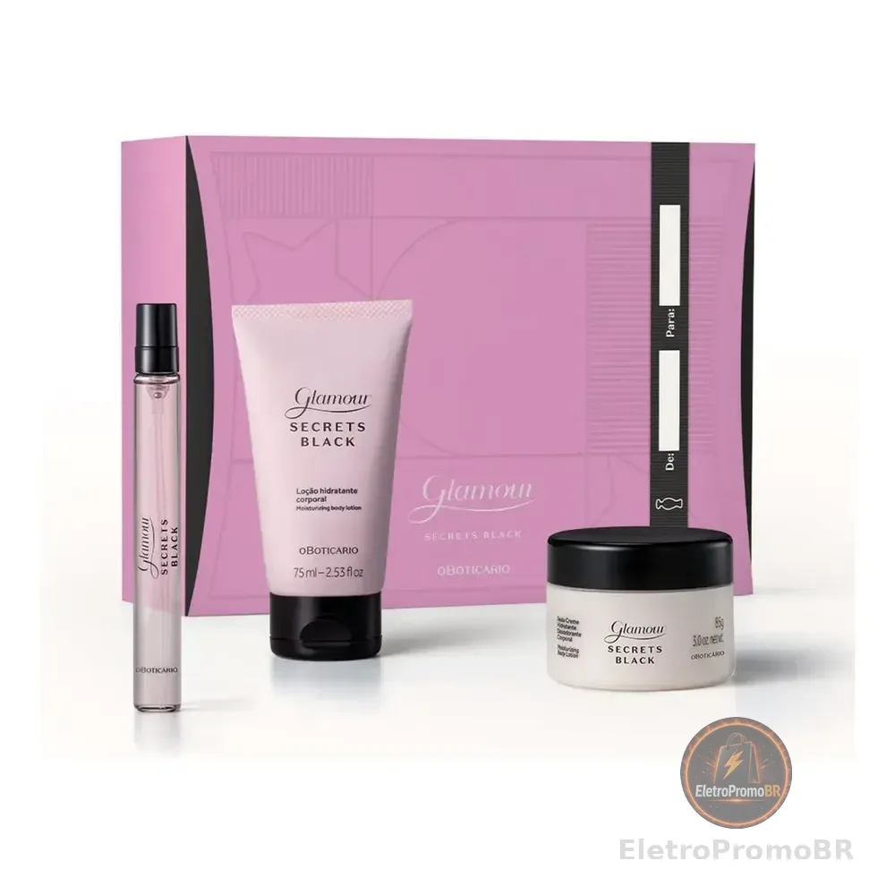 Kit Glamour Secrets Black O Boticário Feminino 3 Produtos