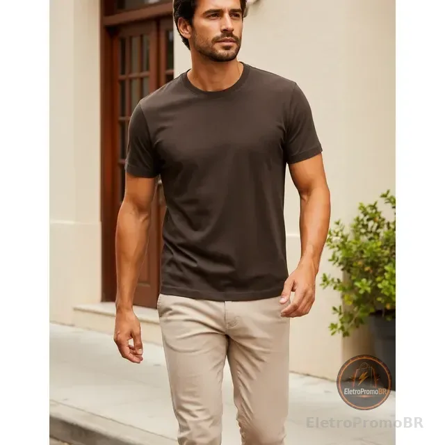 Camiseta Masculina Básica Slim Algodão - Várias Cores Ogochi