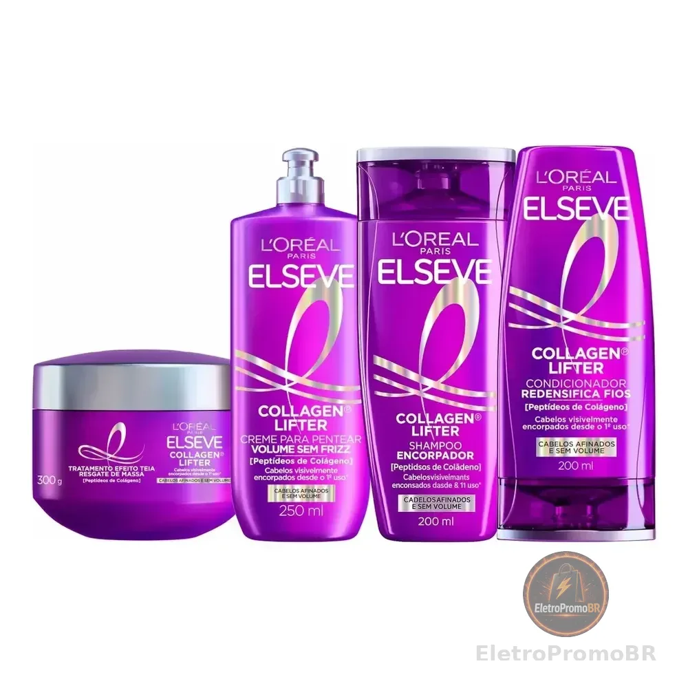 Kit Elseve Colageno Lifter Sh 200ml+co 200ml+másc+cr Pentear