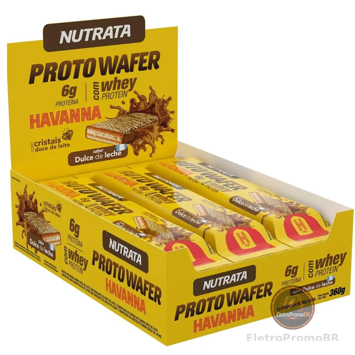 Proto Wafer Sabor Dulce de Leche Havanna Display com 12 Wafers de 30G