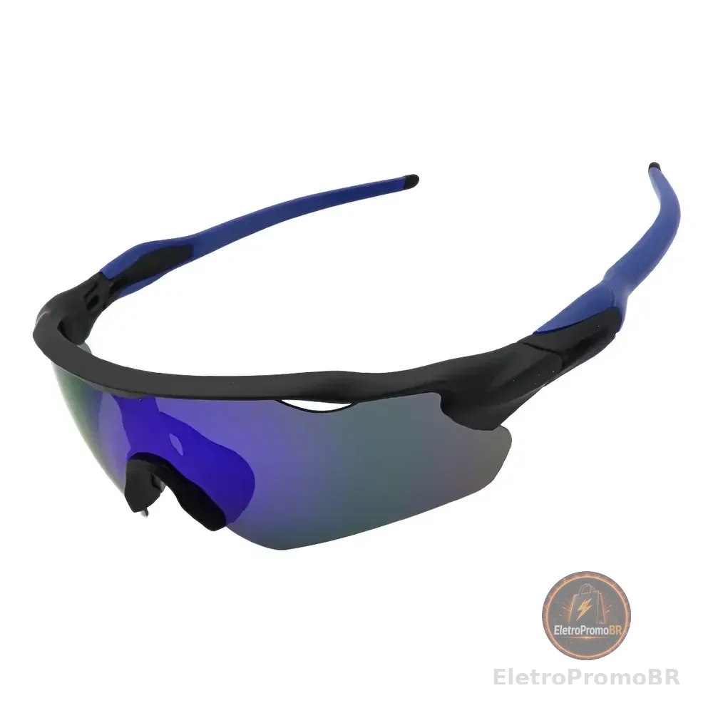 Óculos Esportivo Baixa Pace Ciclismo Bike Corrida Proteçãouv Lente Azul/espelhado Preto