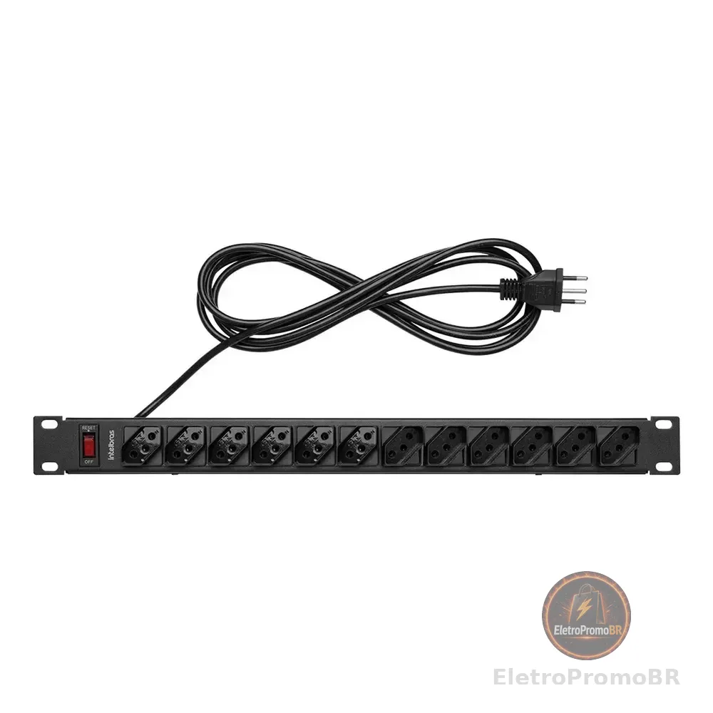 Protetor Eletrônico Com 12 Tomadas Para Rack Epr 212+ Preto Intelbras 110v/220v
