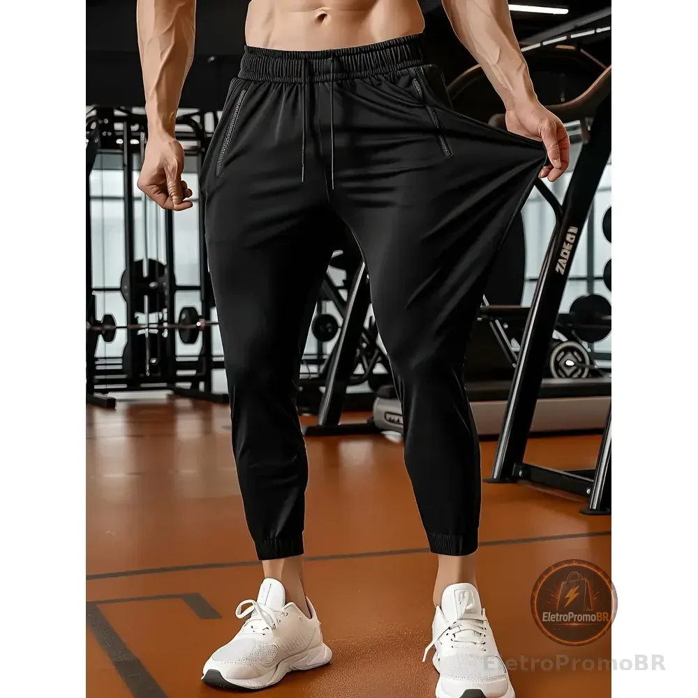 Calça Masculina Tactel Jogger Esportiva Academia Slim Treino Preto Tactel M 40/42