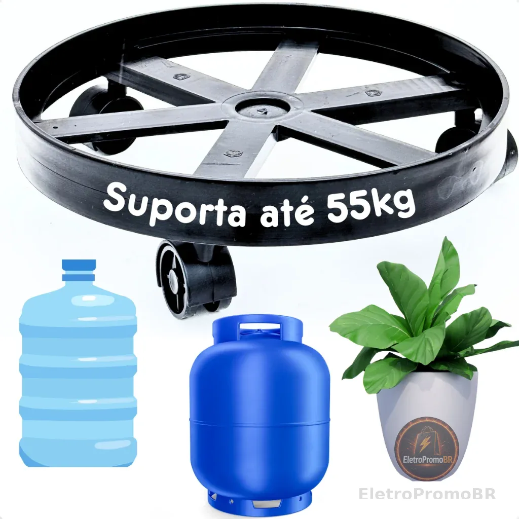 Suporte Para Botijão Bujão Butijão De Gás Vasos Galão Base Apoio Com Rodinha Resistente Carrinho Para Plantas Versátil