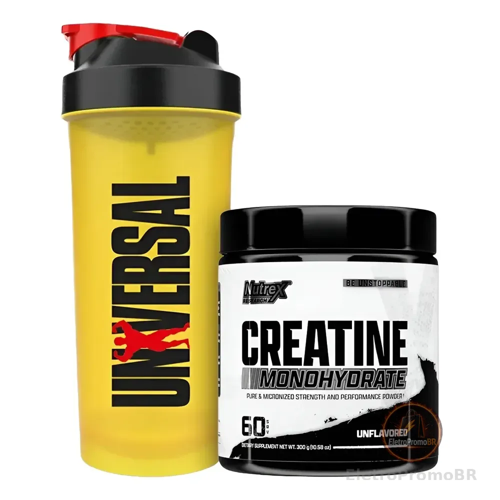 Creatina Monohidratada 300g Nutrex + Coqueteleira Universal Sem Sabor