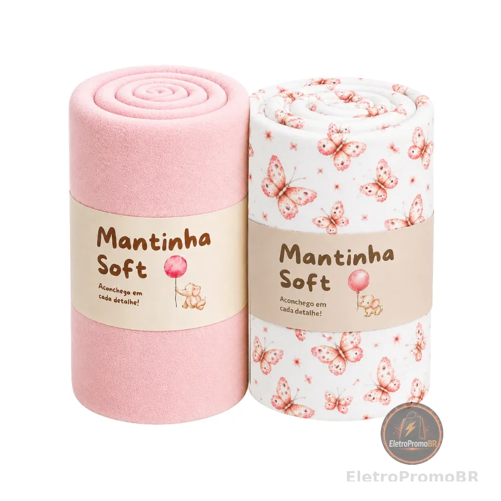 Kit 02 Mantinhas Cobertor Bebê Macia Quentinha Menor Preço